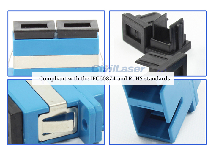 SC Singal Mode Double Core Optical Adapter Blue Plastic Flange Plate